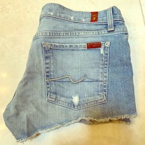 7 for all mankind denim cut off shorts